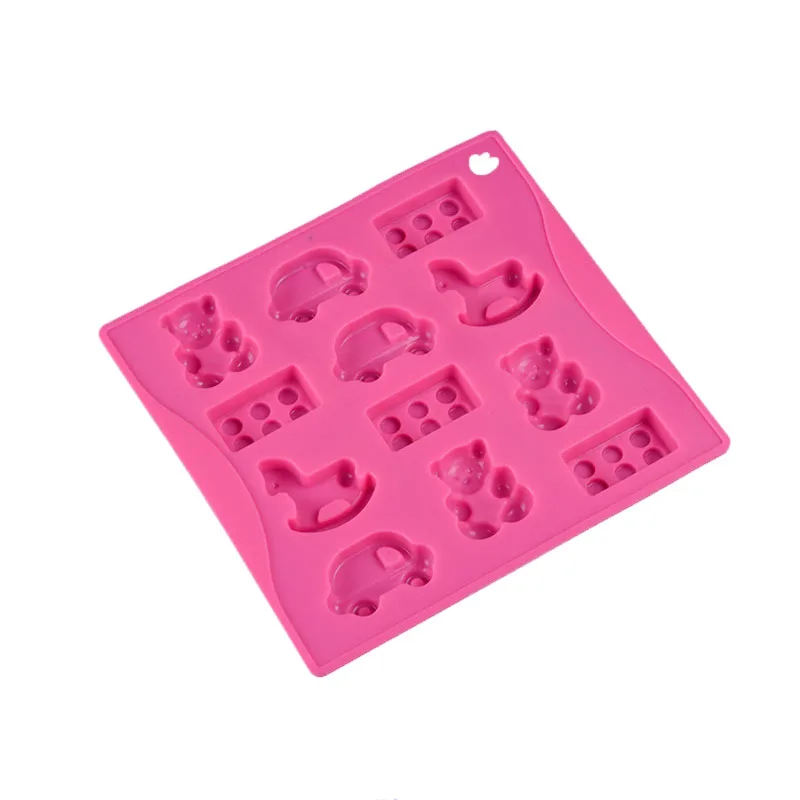 Food Grade Silicone Chocolate Mold 12 Cavity Cars Bears And Rocking Horses Shaped Kitchen Baking SugarCraft Decoration Tools