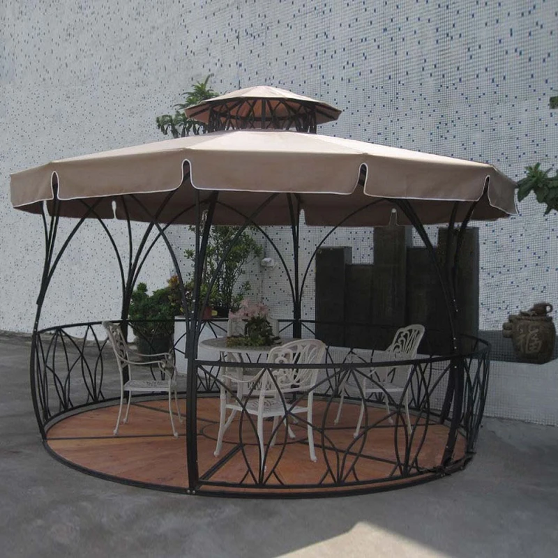 

Dia 3.5 meter metal iron deluxe outdoor pavilion gazebos cart tent canopy Sun house furniture shade customized size and color