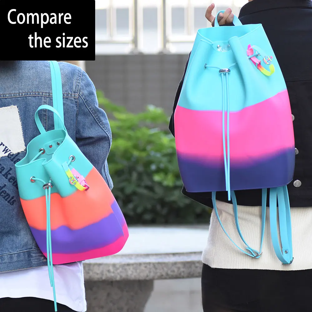 Милые яркие цвета, модные сумки для девочек-подростков, Женский мягкий силиконовый рюкзак для детей, модный рюкзак, Детская сумка для девочек+ браслет