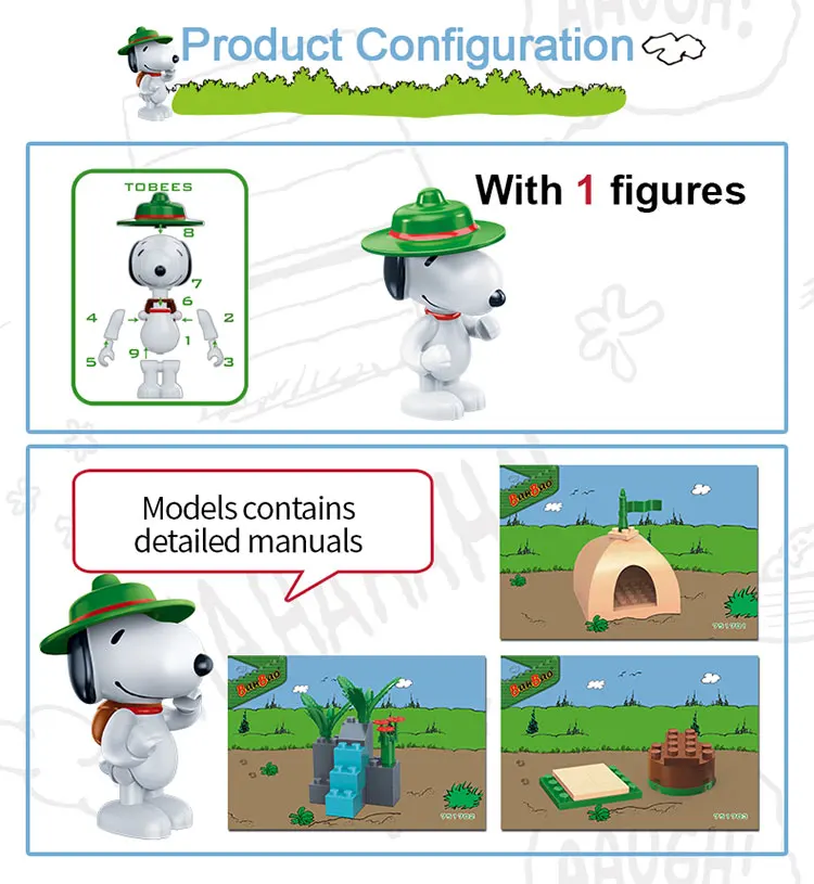 BanBao, горячая Snoopy, арахис, IP фигурка, пластиковые строительные блоки, игрушки для детей, обучающая модель, DIY Кирпичи, совместимый бренд