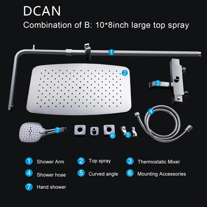 Bathroom Luxury Rain Mixer Shower Combo Set Wall Mounted Rainfall Head System Chrome Exposed faucet Tap | Обустройство дома