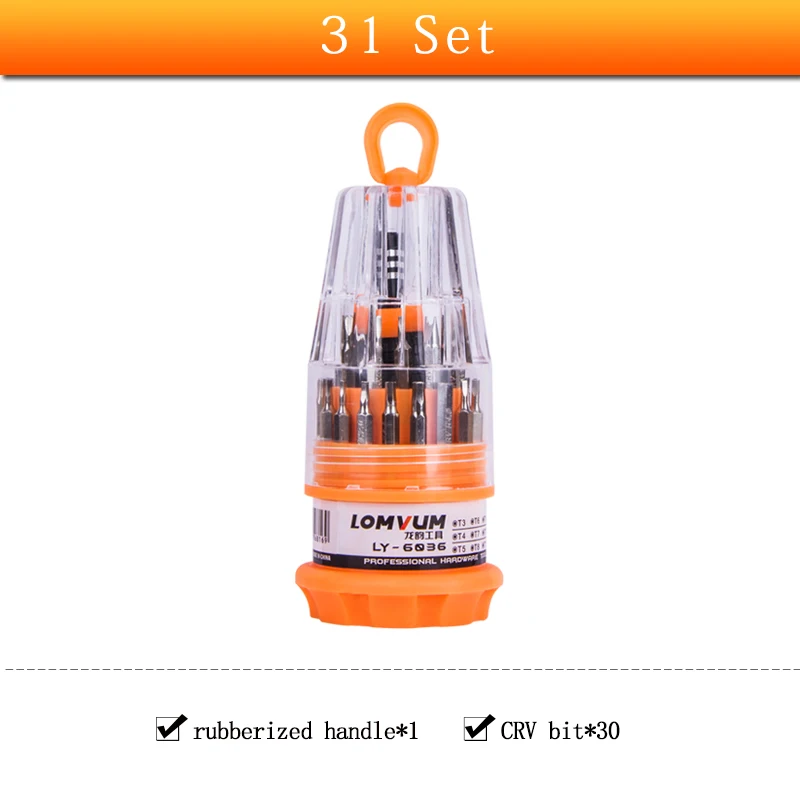 31 mini set LOMVUM мини-отвертка набор магнитных прецизионных отверток Набор разборных хромированных отверток Vandium Набор бит - Цвет: 31 mini set