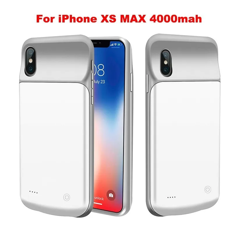 White XS MAX Ext power, новинка 3200/4000 мАч, портативный Мягкий силиконовый чехол для зарядного устройства для Iphone X, XR, XS, MAX, внешний аккумулятор, чехол для зарядки - Цвет: White XS MAX
