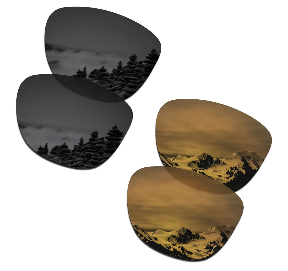 

SmartVLT 2 Pairs Polarized Sunglasses Replacement Lenses for Oakley Frogskins Stealth Black and Bronze Gold