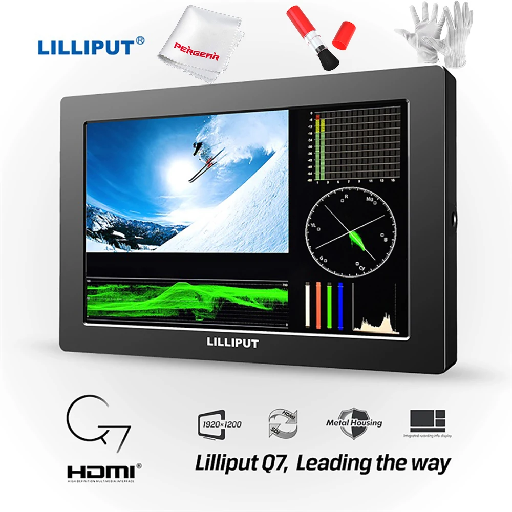 Feelworld FW760 7 дюймов ips Full HD 1920x1200 поддержка 4 K на поле камеры монитор с 2200mA батарея комплект 1200:1 Контрастность 450cd/m2