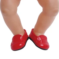 43 cm baby dolls shoes newborn simple red pu shoes bridal dress shoe baby toys fit american 18 inch girls doll g71