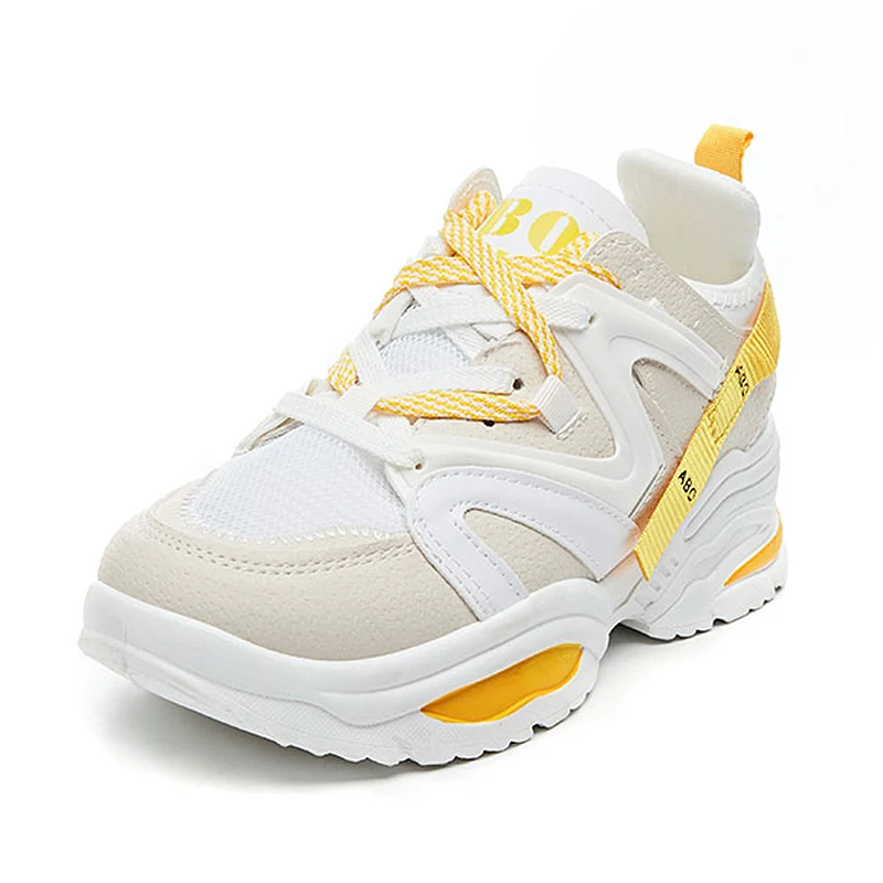Yellow Bomlight Girl Pink Chunky Sneakers Women Platform Shoes Height Increasing Casual Shoes Woman Female Coloful Baskets Dropshipping - Цвет: Yellow