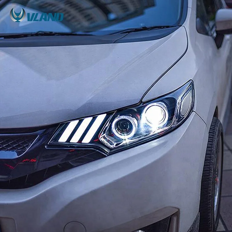 Автомобильная передняя фара для Honda Fit Jazz 2015 2018 светодиодный ные фары ангельские