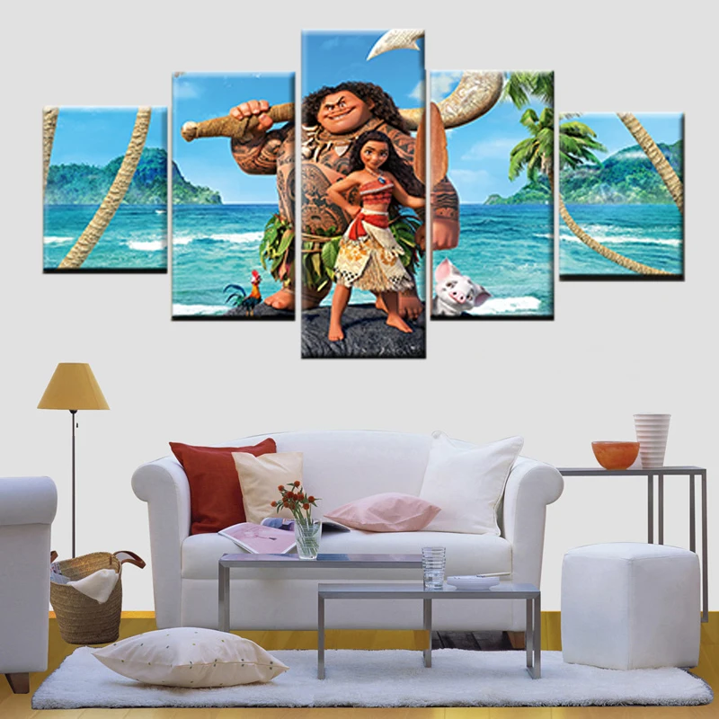 Картина на стену 5 шт. холст печать Моана картина постер из фильма для детской