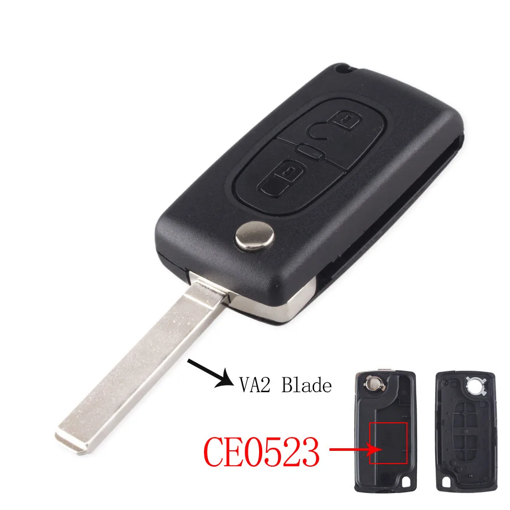 KEYYOU 2 кнопки флип складной ключ чехол пустой оболочки для peugeot 107 207 307 307S 308 3008 407 607 2BT - Количество кнопок: VA2 CE0523