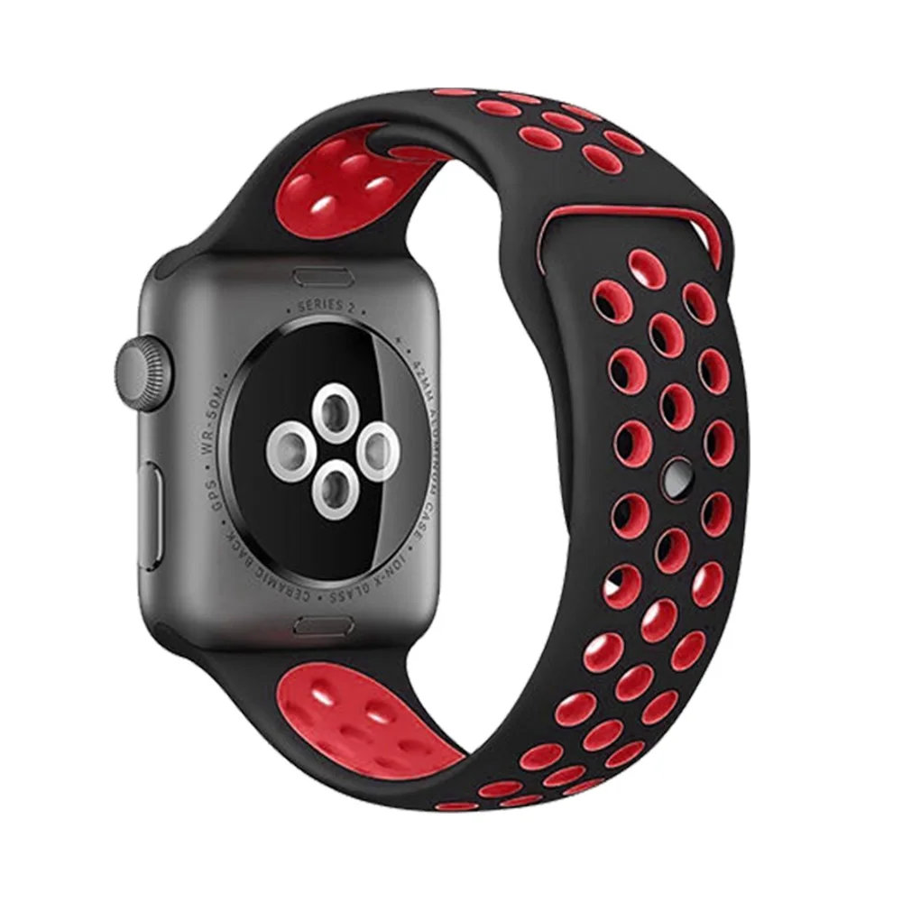Эластичный дышащий силиконовый спортивный ремешок для apple watch 42 мм 38 44 40