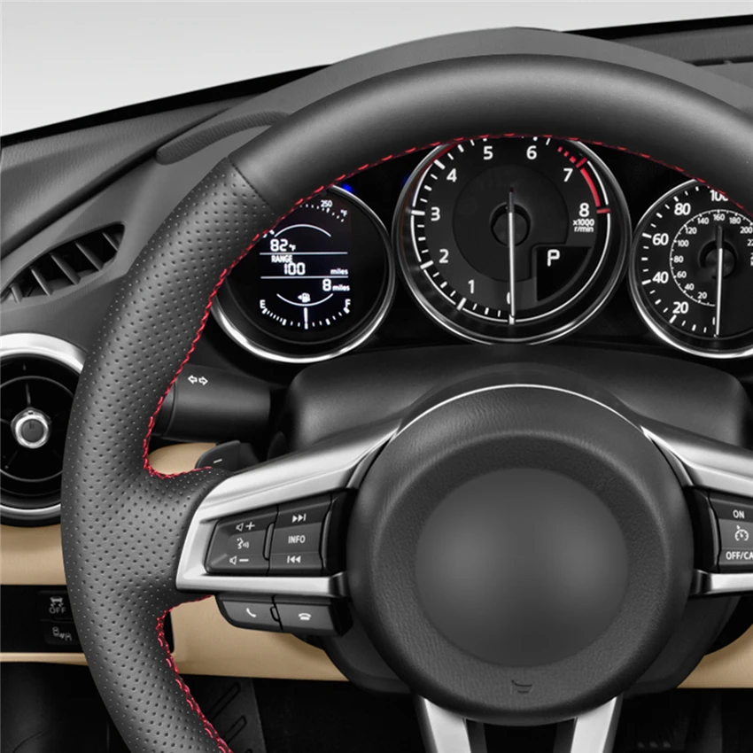 Чехол рулевого колеса автомобиля MEWANT для Mazda MX 5 черный нескользящий ручной