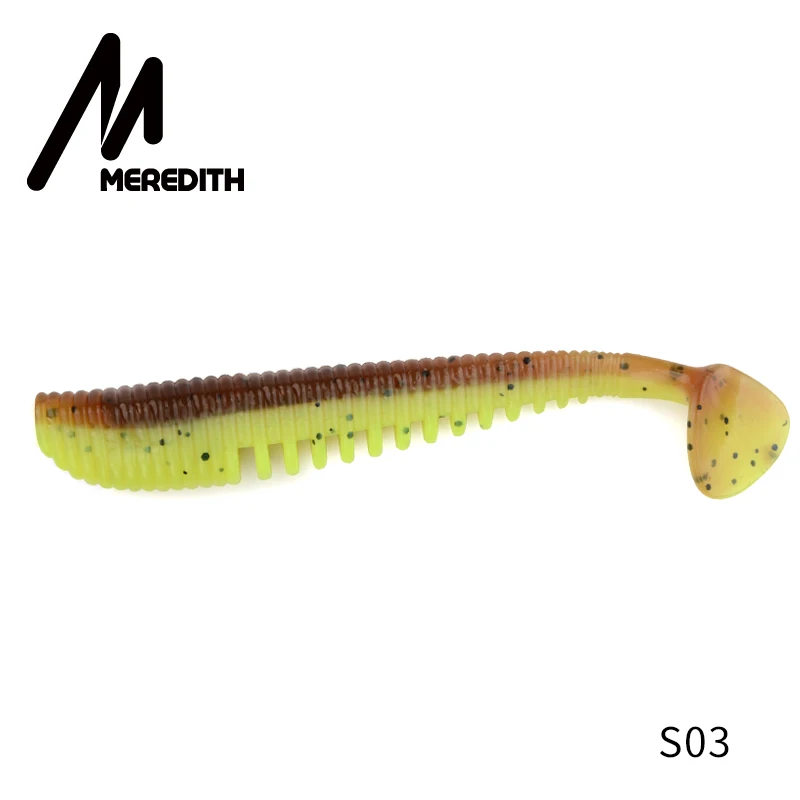 S03 MEREDITH, 4 шт., наживка Awaruna, мягкие приманки, 13 см, 10,4 г, приманка для ловли карпа, Iscas, искусственный яркий свимбейт в форме червя, блесна - Цвет: S03