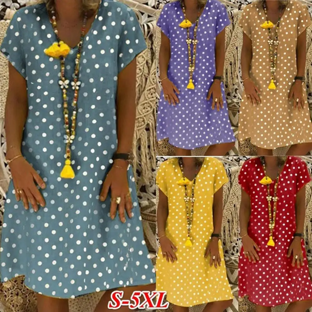 Женское платье с v образным вырезом и принтом в горошек стиле ретро летняя Модная