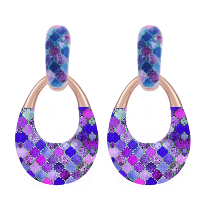 Purple Sehuoran Oorbellen Pendientes Висячие серьги для женщин массивные серьги большие модные ювелирные изделия рождественские подарки - Окраска металла: Purple