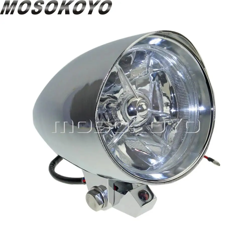chrome Хромированная передняя фара для мотоцикла H4 12V 60/55W с высоким и низким светом для Harley Кафе Racer Chopper Sportster с нижним креплением - Цвет: chrome