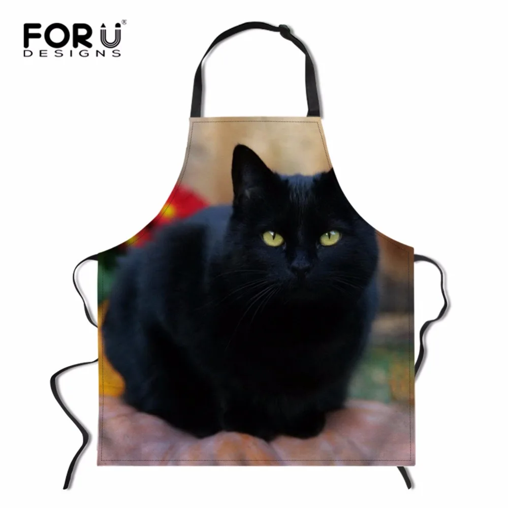 FORUDESIGNS/хлопковый милый фартук с рисунком черных котов для взрослых детские