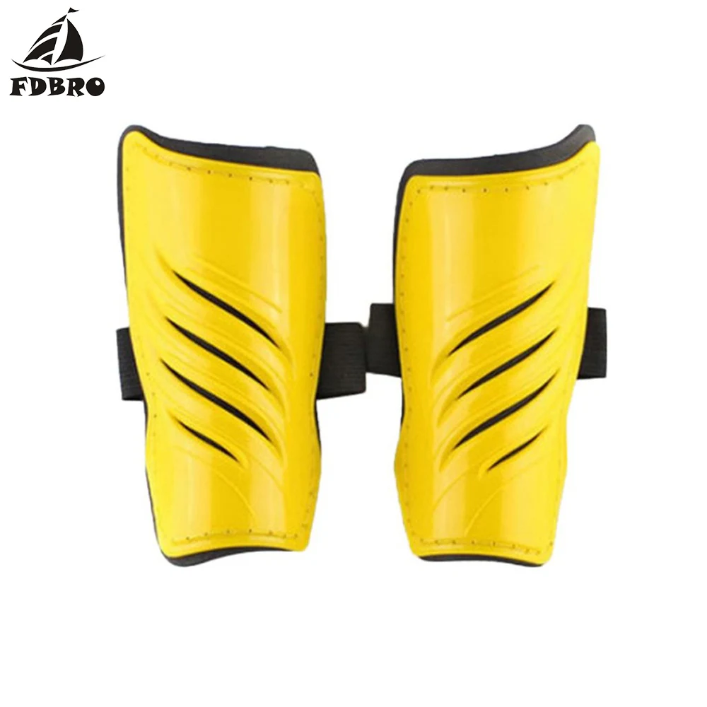 Yellow FDBRO Новинка 1 пара спортивные защитные щитки для футбола детские защитные щитки для ног футбольные налокотники для ног дышащие - Color: Yellow