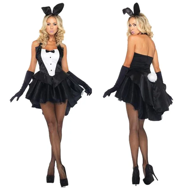 Платье мини с кроликом Черное и белое без рукавов лямкой на шее Размер M XL |