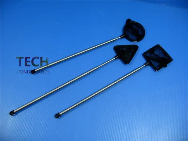 

UP Square round shape Aquarium Adjustable Fish Net Fine Mesh Stainless Steel Handle Shrimp Net free shipping
