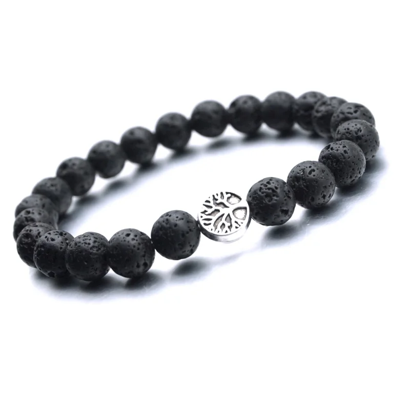 25 Styles Tree of Life Paw Charms 8mm Black Lava Stone Beads Aromatherapy Essential Oil Diffuser Bracelet Yoga Strand Jewelry