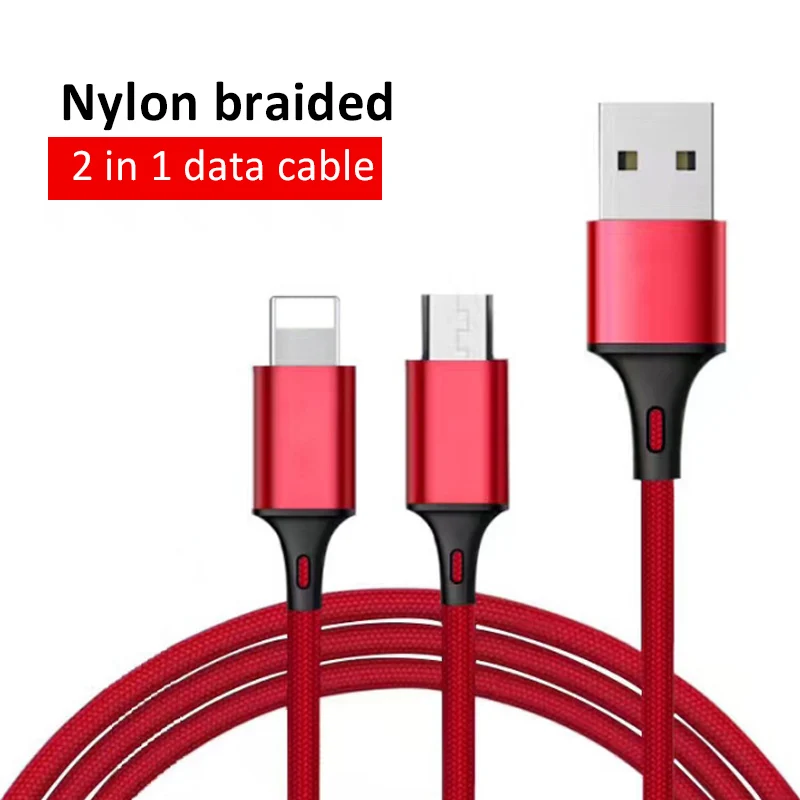 ! ACCEZZ 2 в 1 USB кабель для зарядки Micro Samsung S6 S7 Xiaomi 8 Pin iPhone X 7 6 6s Plus XS зарядного