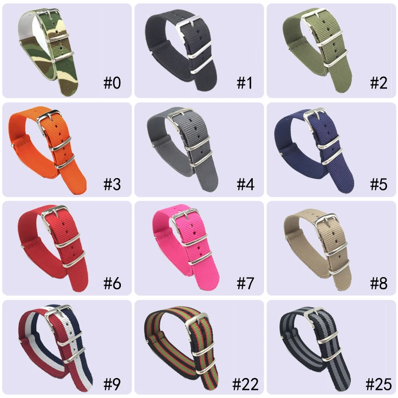 

18 20 22 24 mm Brand Army Sports fabric Nylon watchband accessories Bands Buckle belt For 007 James bond Watch Strap black