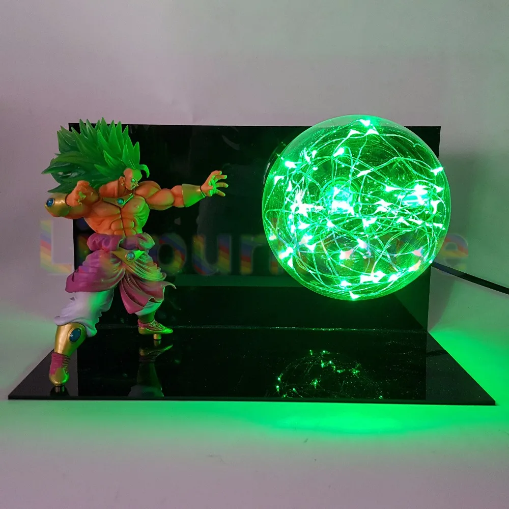 Dragon Ball Z Broly Мощность зеленый светодиодной вспышкой Ночные светильники лампы аниме Dragon Ball супер свет Luces Navidad