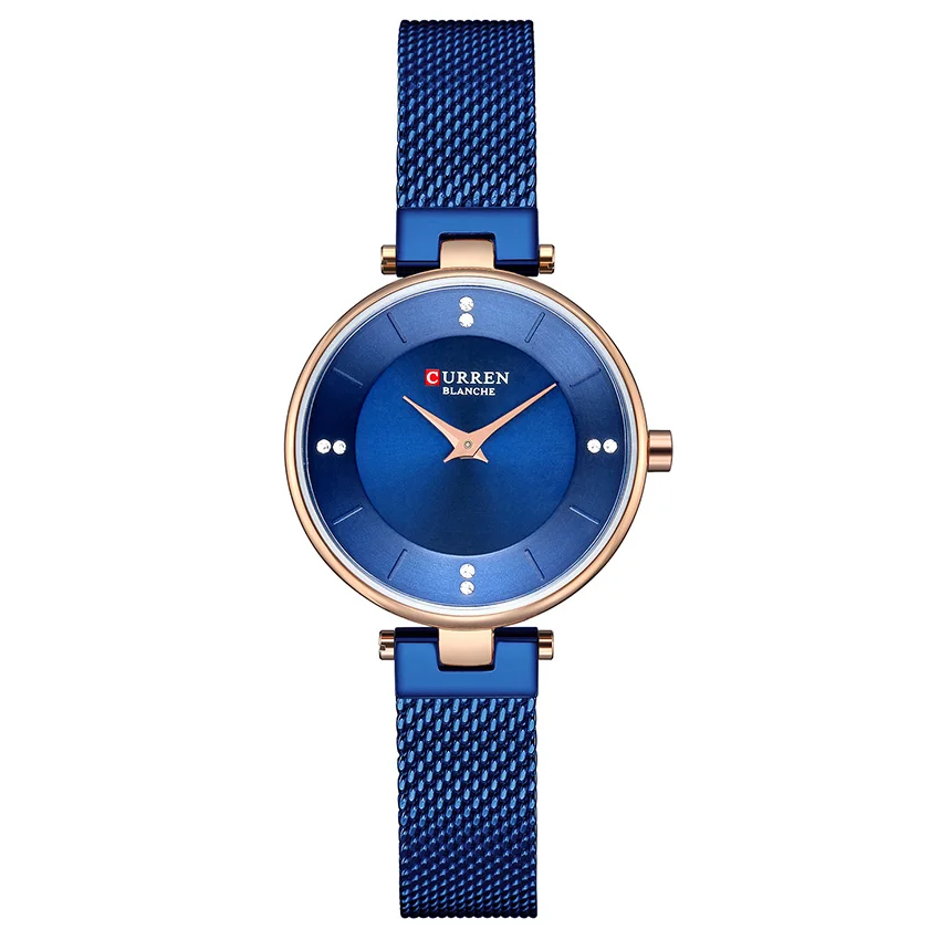 Blue Gold Blue Curren женские часы черные и золотые кварцевые женские часы из нержавеющей стали Роскошные Брендовые повседневные часы женские часы - Цвет: Blue Gold Blue