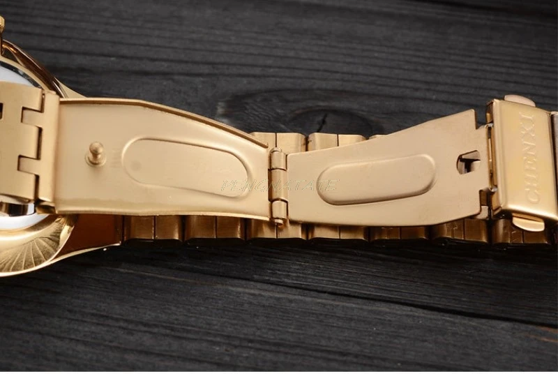 CHENXI полностью золотые часы для женщин ультра тонкий Циферблат из нержавеющей