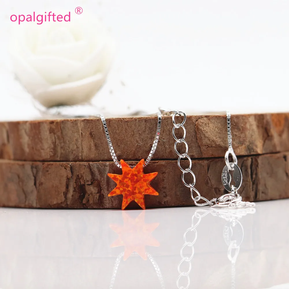 2020 Hot Sale 10mm Orange op31 Synthetic Flower Opal Necklace pendant for Wedding necklace S925 Trendy Jewelry High Quality | Украшения и