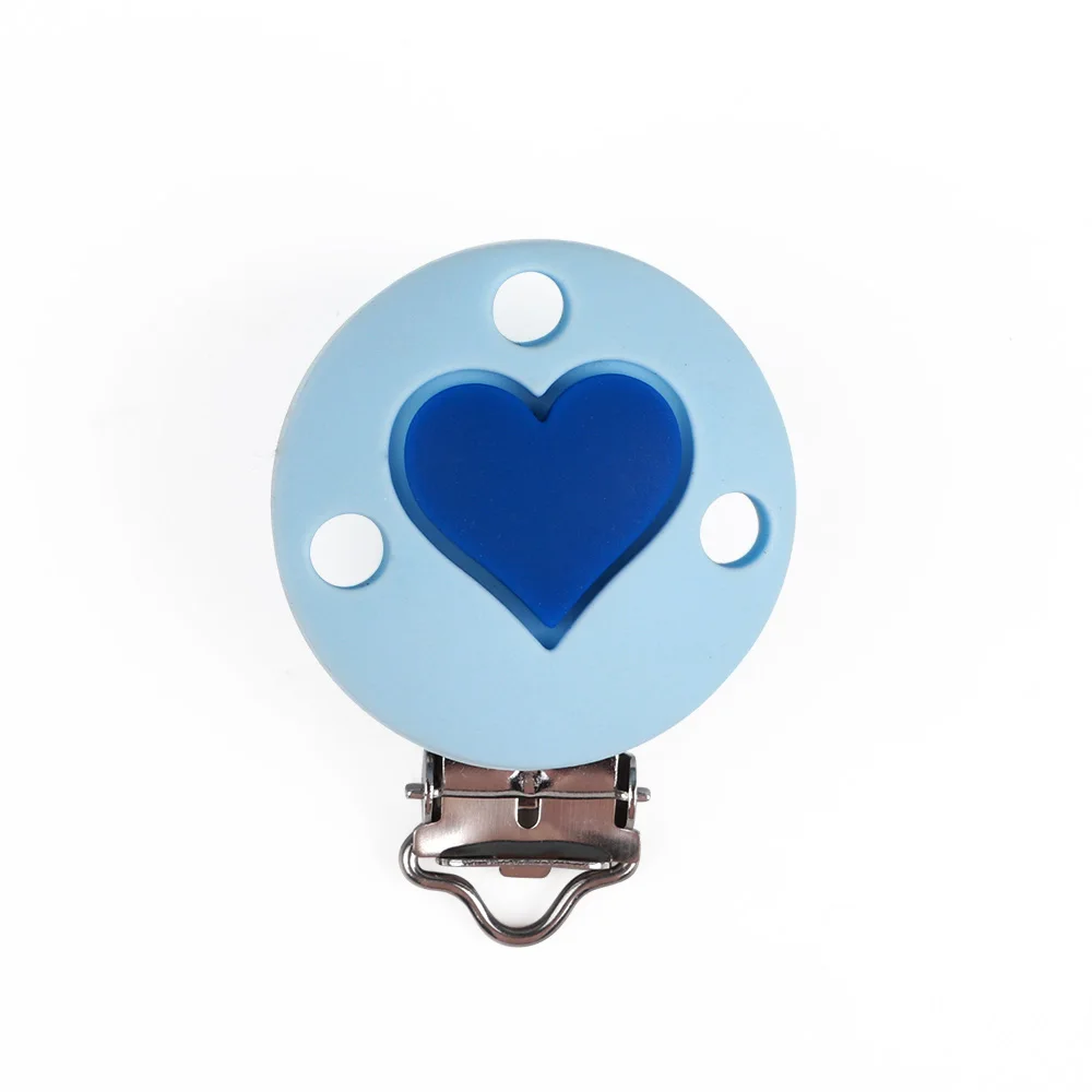 Heart-57A TYRY.HU 10pc Pacifier Chain Clip Round Star Crown Heart Food Grade Silicone Clip Baby Teething DIY Pacifier Chain Tool Accessori - Цвет: Heart-57A