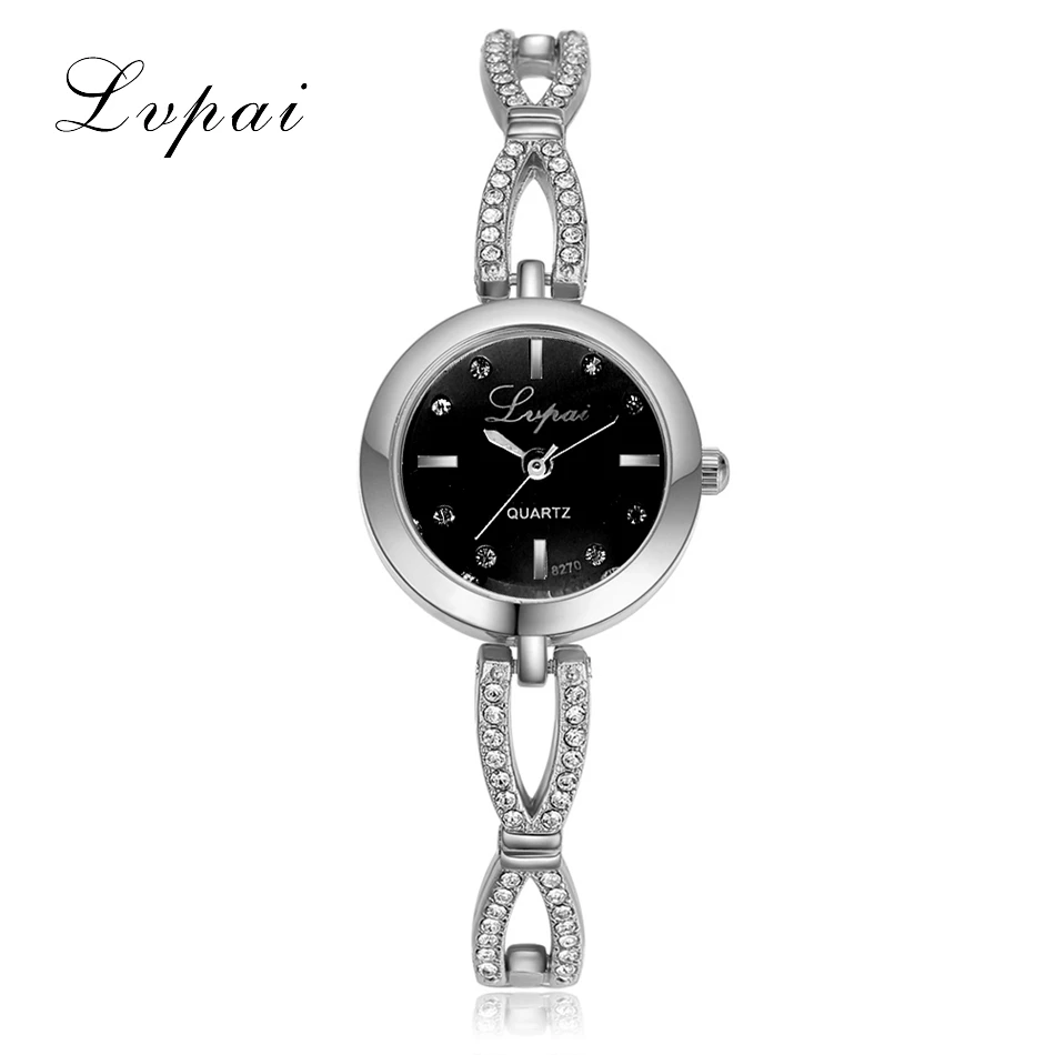 Silver Black Lvpai брендовые модные женские часы-браслет роскошные розовые часы из нержавеющей стали Кварцевые часы женская одежда спортивные часы LP078 - Цвет: Silver Black