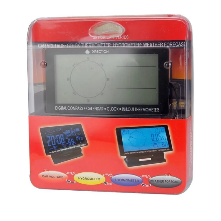 CD60 электронный термометр для автомобиля с большим экраном компас календарь