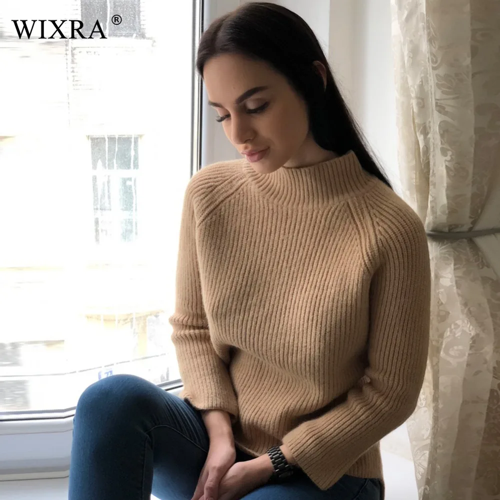 Женский базовый пуловер Wixra весенний свободный свитер с высоким воротником и