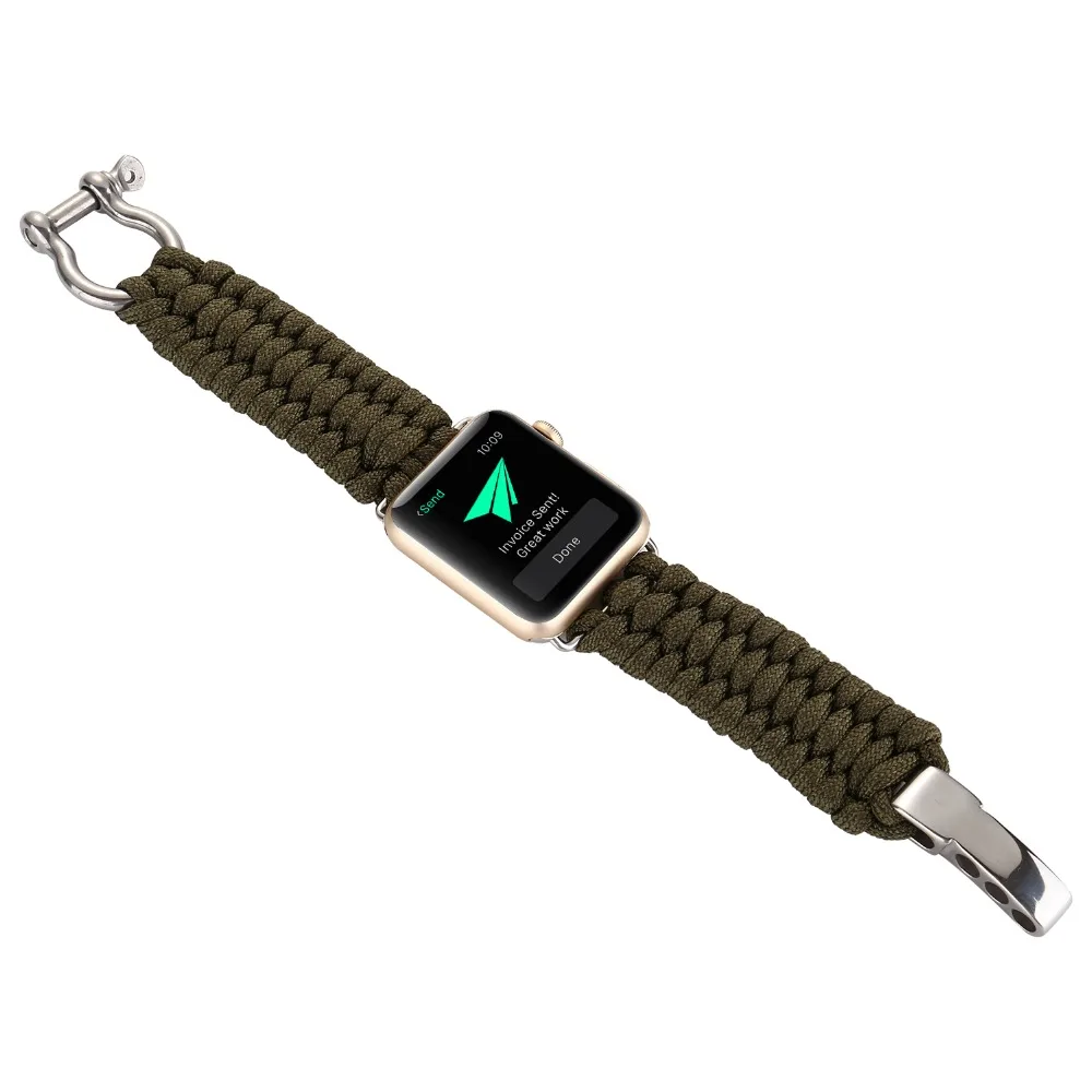 Плетеный нейлоновый ремешок для наручных часов Apple watch 38 мм 40 мм 42 44 мм открытый ремень Свисток многофункциональный для наручных часов iwatch 3/2/1 ремешок для часов