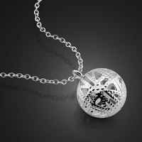 wholesale fashion women 925 sterling silver necklace solid silver hollow ball pendant necklace charming jewelry christmas gift