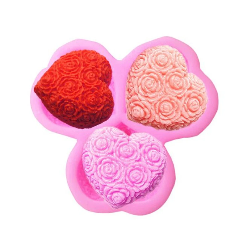 3D любовь сердце роза цветок Форма Сахар ремесло силиконовая форма помадка торт
