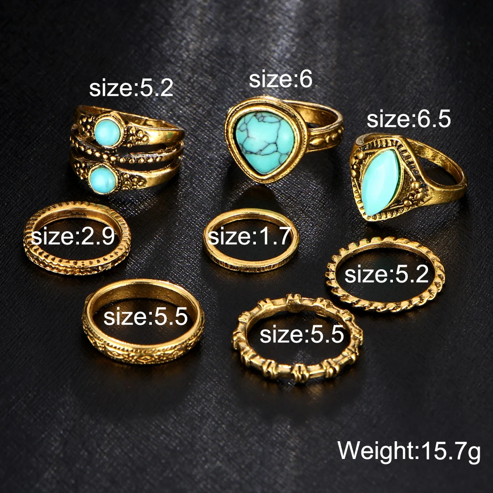 Если я Новое поступление этнические большие кольца с синим камнем набор для