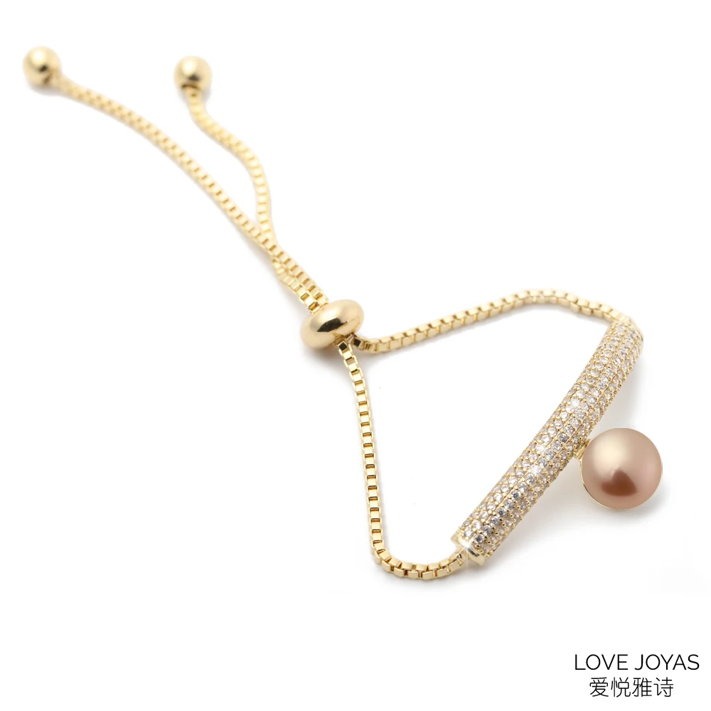 Золотой Трубки жемчуг браслет цепочка с пресноводный 9 мм элегантный пакет для