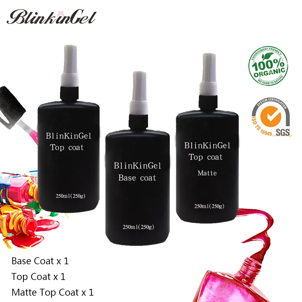 BlinkinGel 250 мл долговечные УФ-приборы для микроскопа пальто база пальто УФ гель УФ-Базовое покрытие верхнее покрытие лак для ногтей Замачивание от геля - Цвет: Base Matt Top Coat