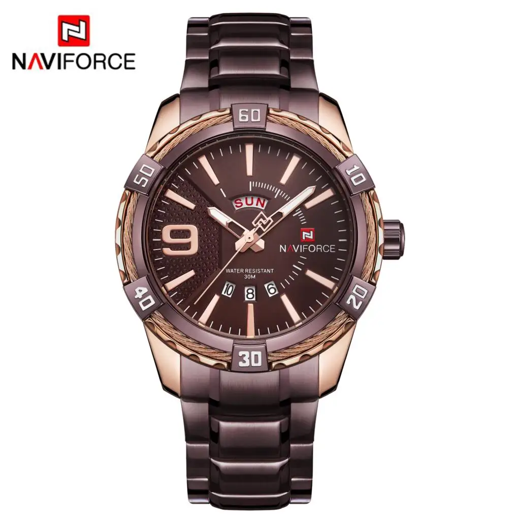 NAVIFORCE Элитный бренд спортивные часы для мужчин золото полный сталь повседневные часы для мужчин Дата водостойкий Военная Униформа человек relogio masculino - Цвет: RGCE