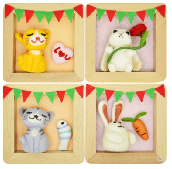 Кота и кролика взрослому подарок на день рождения Рождество Фоторамка Шерсть