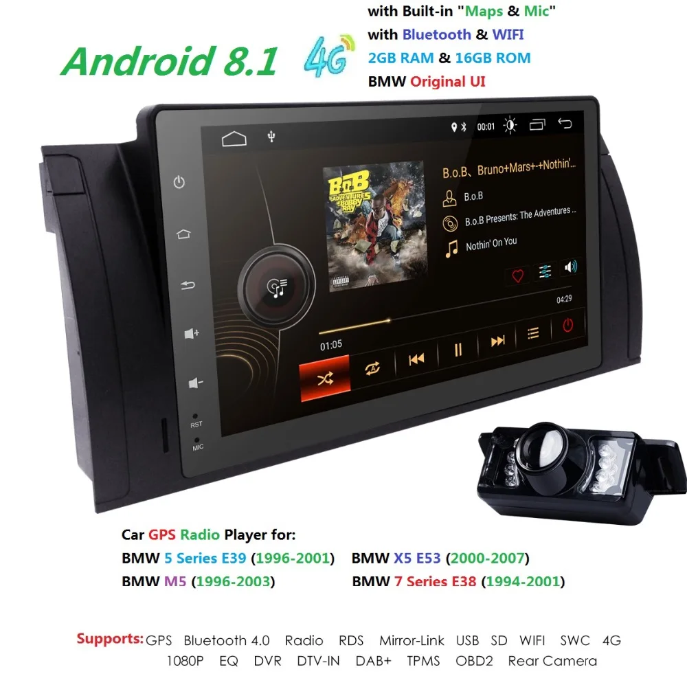 9 &quot1 DIN Авторадио автомобиля без DVD мультимедиа для BMW E39 bmw x5 e53 M5 Android 8 1 Gps