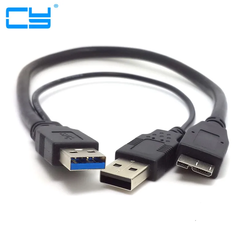 

50 см длинный кабель два USB 3 0 A штекер к Micro USB 3 0 B кабель для мобильного жесткого диска с подключением 1 м/3,3 фута