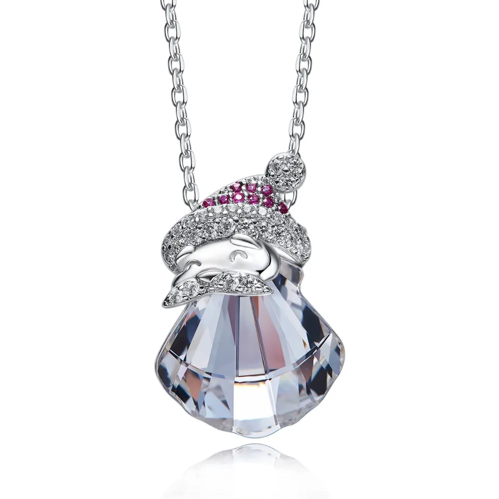 PANDA100 S925 Стерлинговое Серебро кристаллы от Swarovski ожерелья для женщин сердце