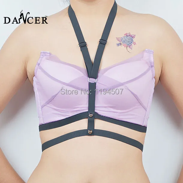 Черный эластичный укороченный топ на бретельках готический хипстер черная