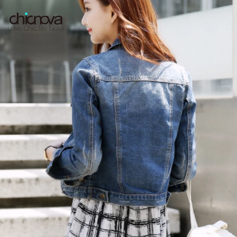 Женская джинсовая куртка с длинным рукавом в винтажном стиле | одежда