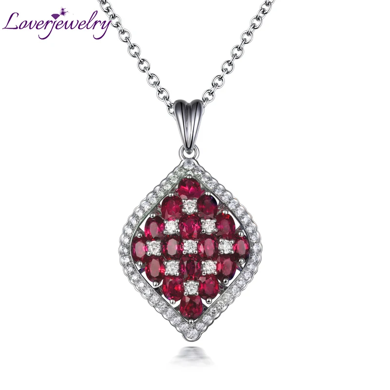 LOVERJEWELRY с Рубиновой подвеской 18KT из белого золота натуральными бриллиантами