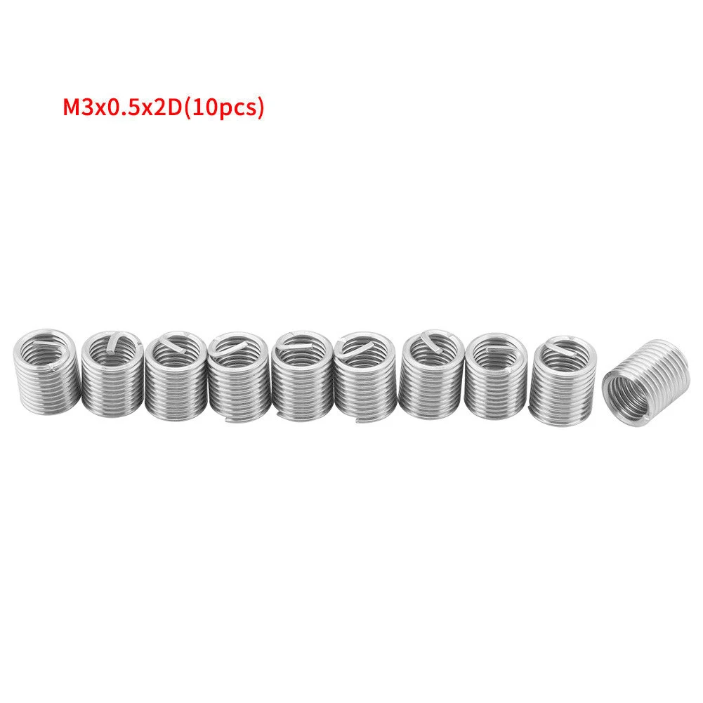 10PCS M3 Комплект для ремонта резьбы из нержавеющей стали M3 M4 m5 m6 m8 m10 m12 износостойкая проволочная втулка WXV распродажа - Цвет: 10PCS M3